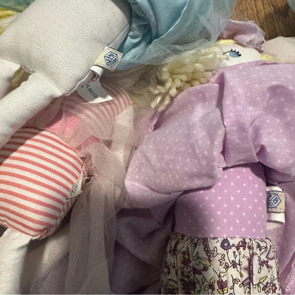 Pottery Barn Kids set of 5 Colorful Rag Dolls long/short dress fun
